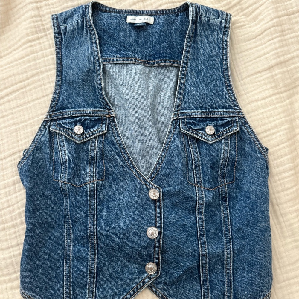 American Eagle Outfitters Blue Denim Vest
